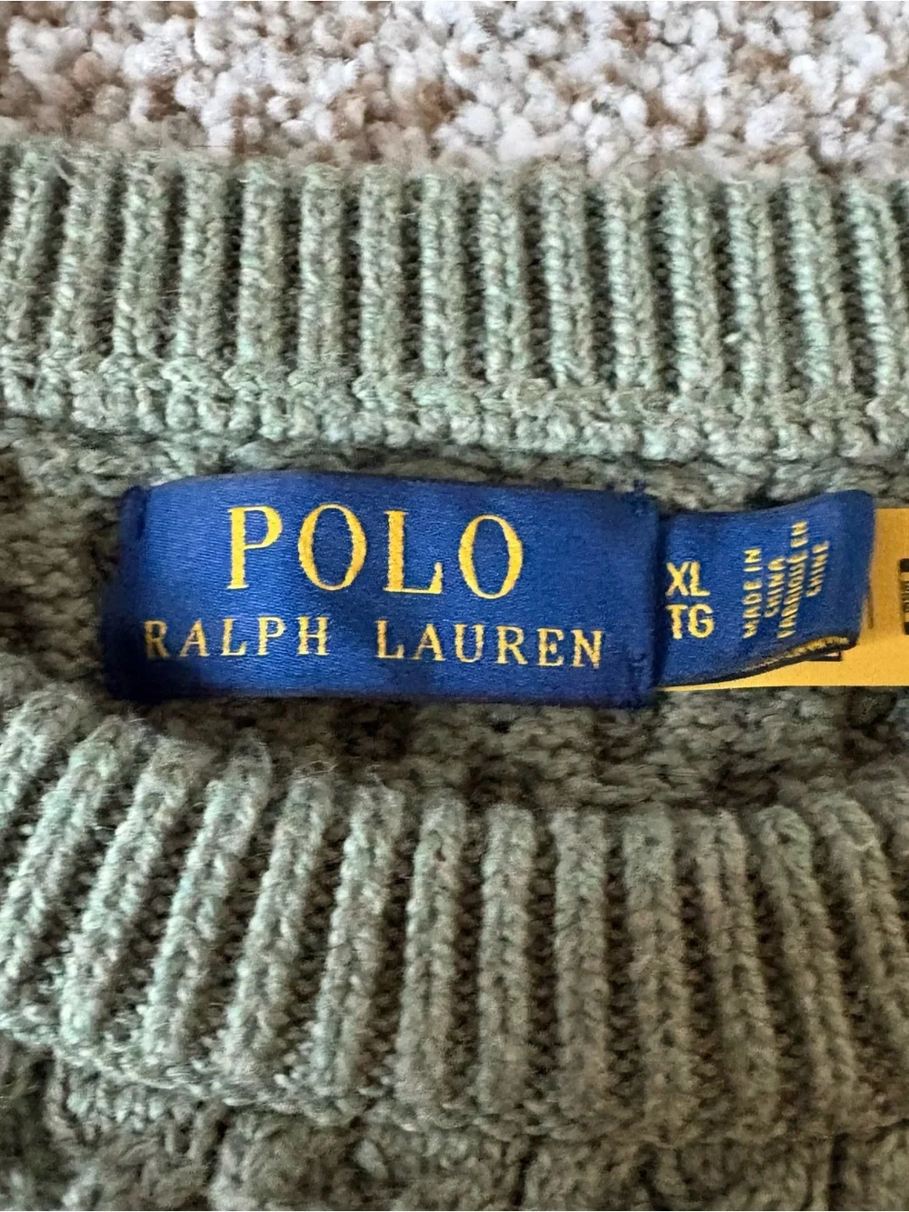 Polo Ralph Lauren Men's Cable Knit Crewneck Sweater - Sage Green
